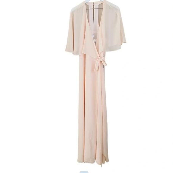 Modcloth Wrap with Cape Maxi Bridesmaid Dress Wrapped in Rapture Pink Sz 2 NWT - Picture 3 of 7